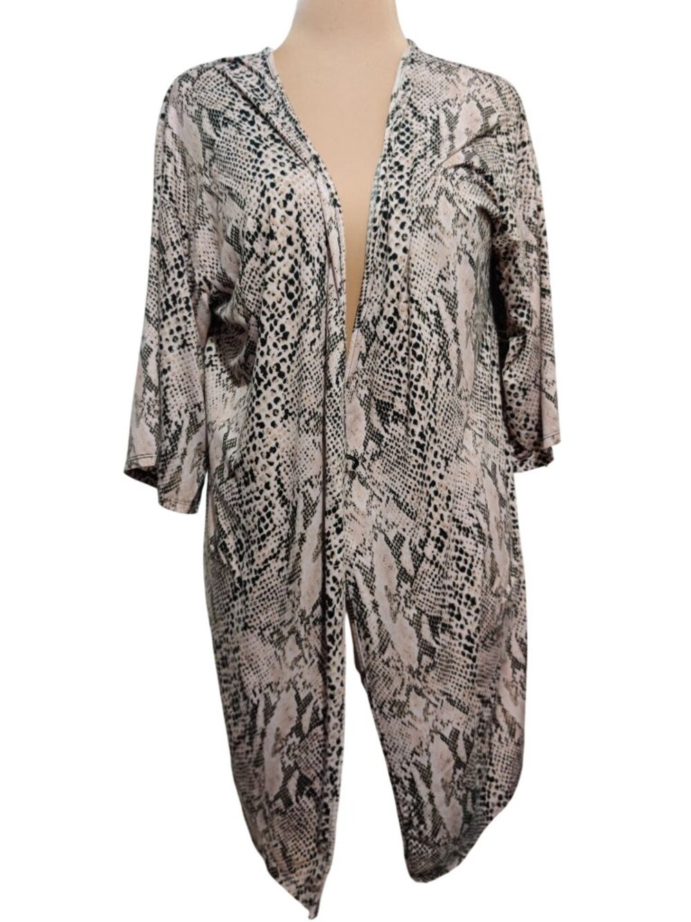 Secret Treasures Size L Short Robe Snakeskin Print Lounge Cover Up Belt Missing